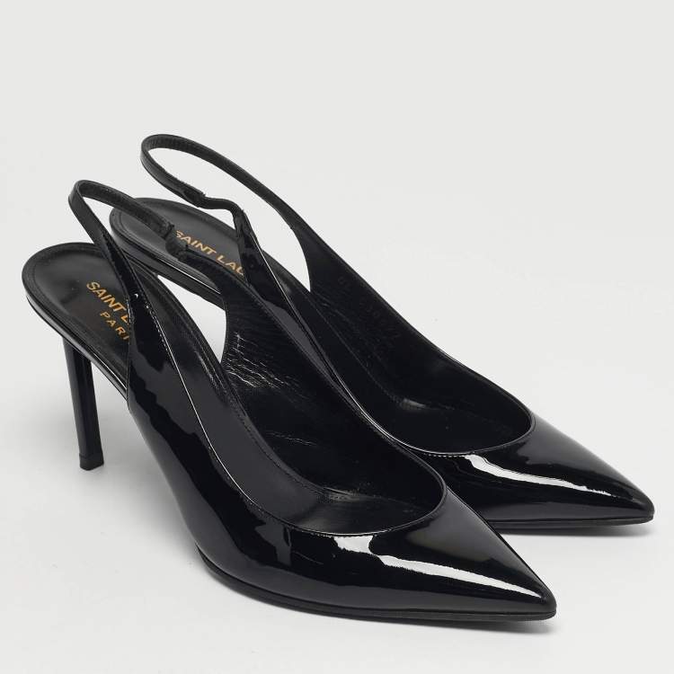Pre Owned Saint Laurent Anja Size 39 Black Patent Leather Slimgback Pumps