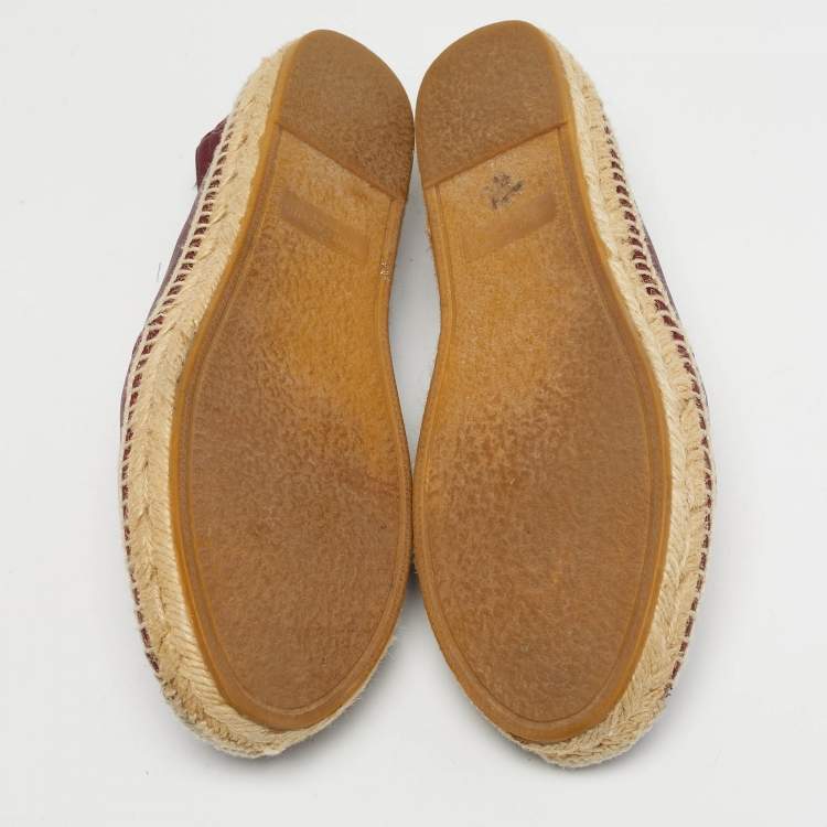 Pre Owned Saint Laurent Size 36.5 Burgundy Leather Espadrille Flats