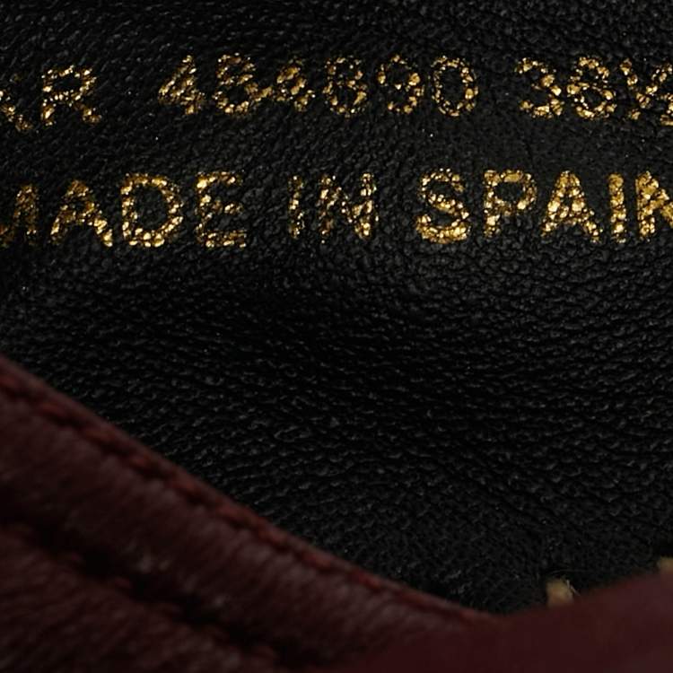 Pre Owned Saint Laurent Size 36.5 Burgundy Leather Espadrille Flats