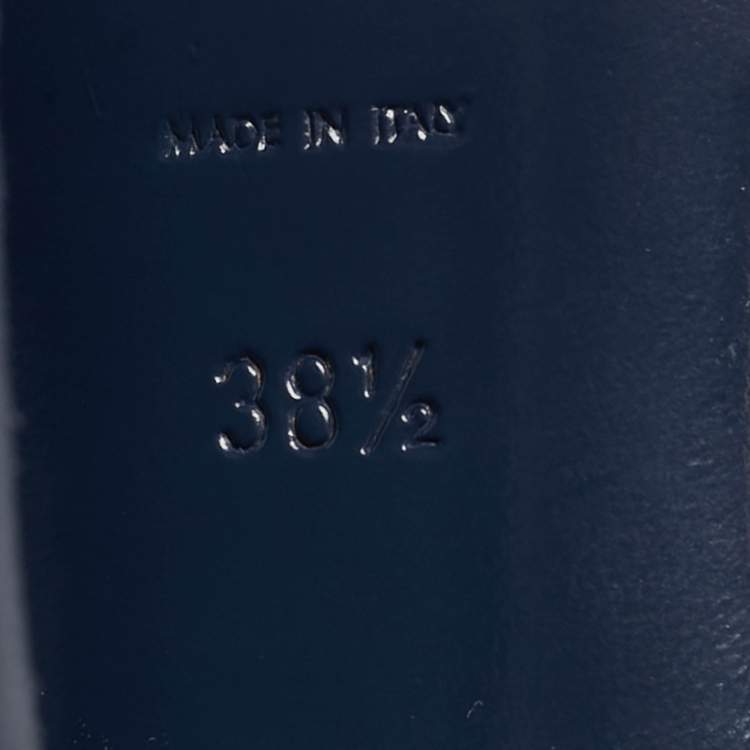 Pre Owned Saint Laurent Tribtoo Size 38.5 Navy Blue Leather Platform Pumps