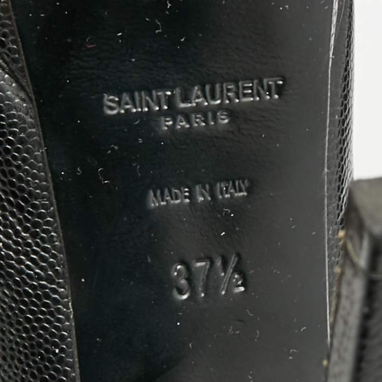 مملوكة مسبقًا Saint Laurent Anja Size 37.5 Black Leather Platform Pumps