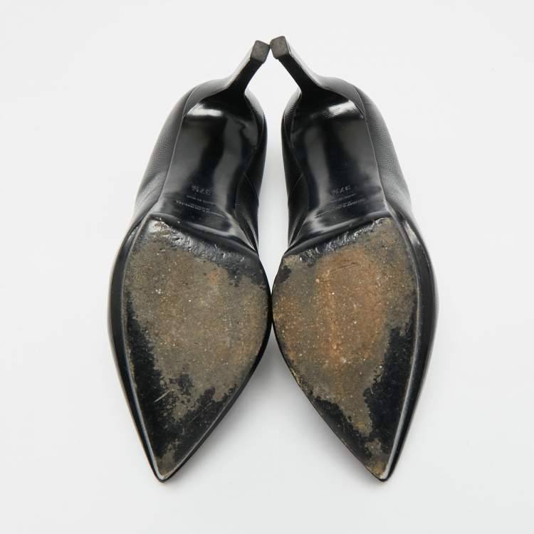 مملوكة مسبقًا Saint Laurent Anja Size 37.5 Black Leather Platform Pumps
