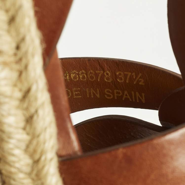 Pre Owned Saint Laurent Tribute Size 37.5 Brown Leather Wedge Sandals