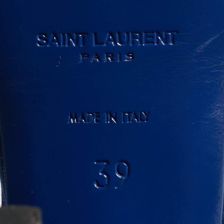 Pre Owned Saint Laurent Tribute Size 39 Blue Satin Platform Sandals