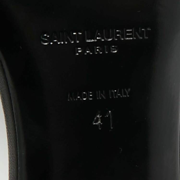 Pre Owned Saint Laurent Bianca Size 41 Black Leather Slide Sandals