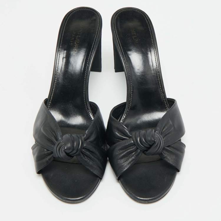 Pre Owned Saint Laurent Bianca Size 41 Black Leather Slide Sandals