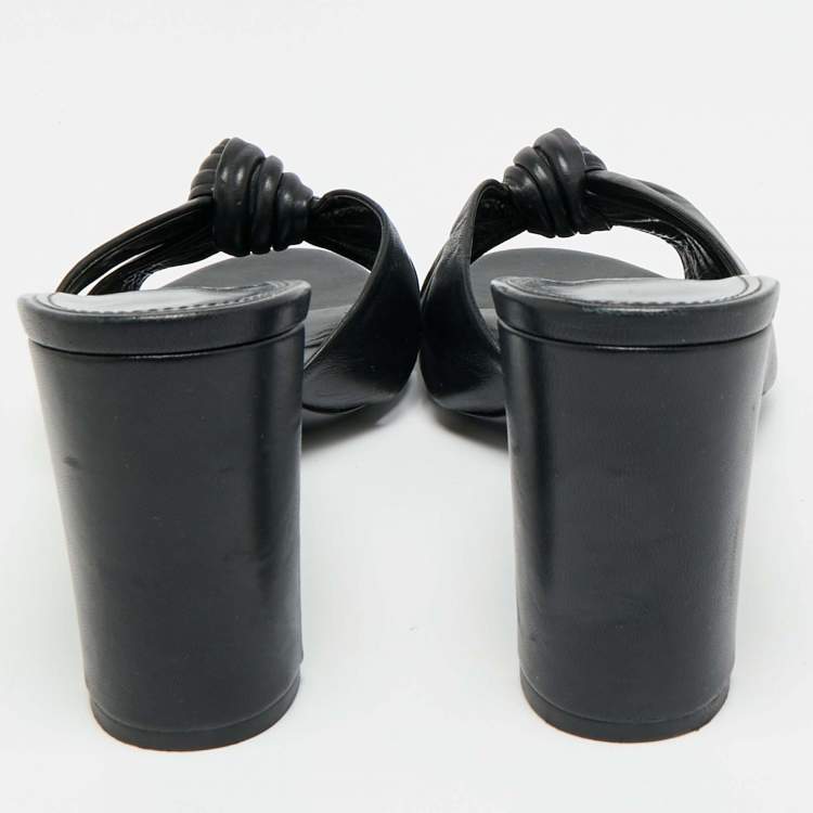 Pre Owned Saint Laurent Bianca Size 41 Black Leather Slide Sandals