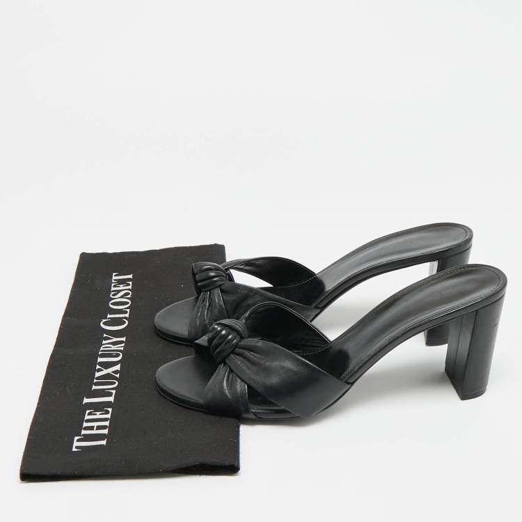 Pre Owned Saint Laurent Bianca Size 41 Black Leather Slide Sandals