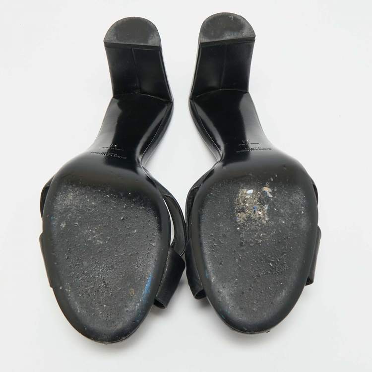 Pre Owned Saint Laurent Bianca Size 41 Black Leather Slide Sandals