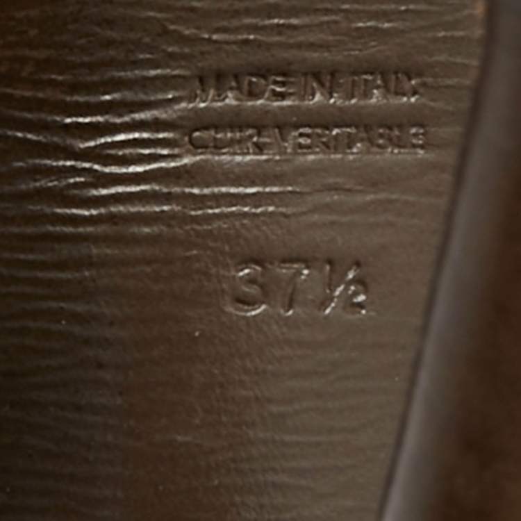 Pre Owned Saint Laurent Paris Tribute Size 37.5 Dark Brown Leather Platform Sandals