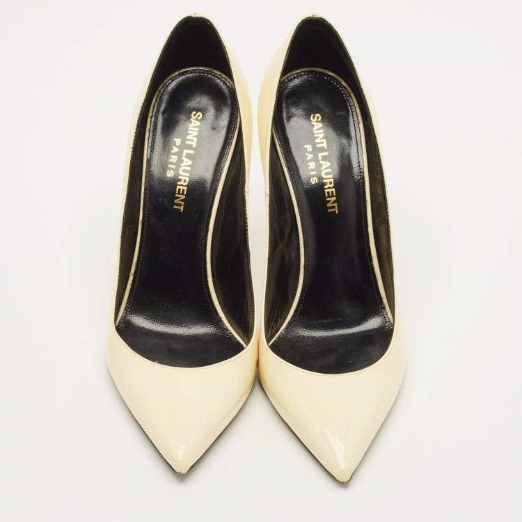 Pre Owned Saint Laurent Size 36 Cream Patent Leather Pumps