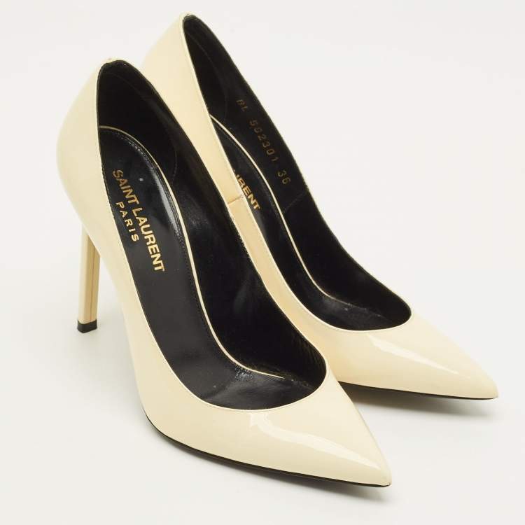 Pre Owned Saint Laurent Size 36 Cream Patent Leather Pumps