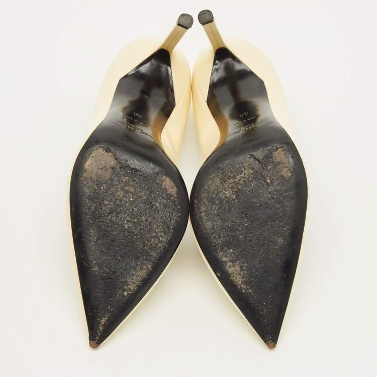 Pre Owned Saint Laurent Size 36 Cream Patent Leather Pumps