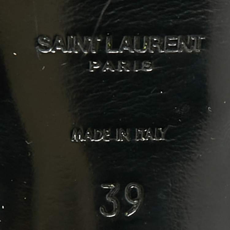 Pre Owned Saint Laurent Tribute Size 39 Black Patent Leather Platform Sandals