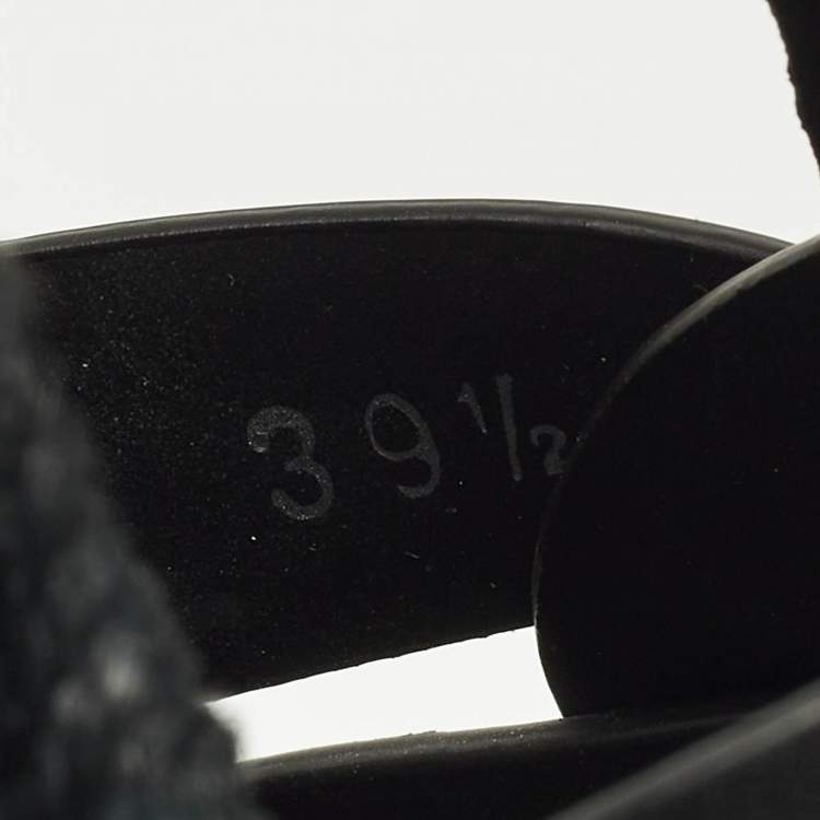 مملوكة مسبقًا Saint Laurent Tribute Size 39.5 Black Leather Espadrille Wedge Sandals