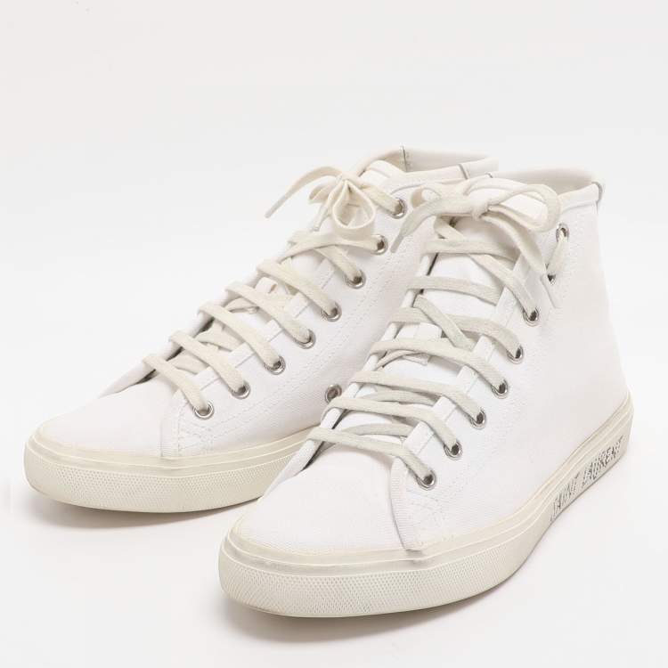مملوكة مسبقًا Saint Laurent Malibu Size 38.5 White Canvas High Top Sneakers
