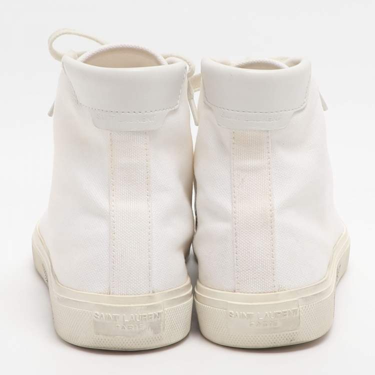 مملوكة مسبقًا Saint Laurent Malibu Size 38.5 White Canvas High Top Sneakers