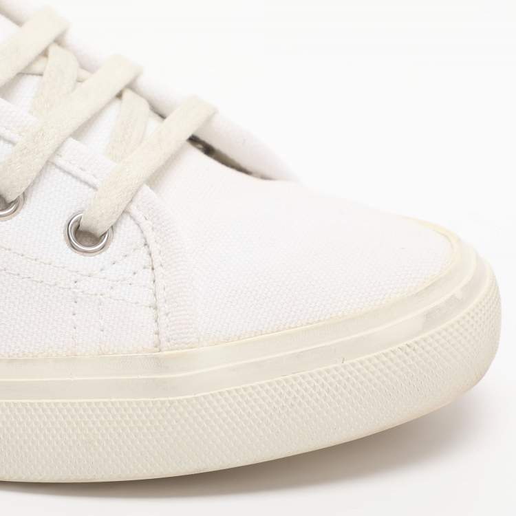 مملوكة مسبقًا Saint Laurent Malibu Size 38.5 White Canvas High Top Sneakers