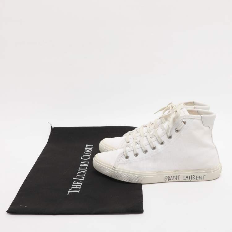 مملوكة مسبقًا Saint Laurent Malibu Size 38.5 White Canvas High Top Sneakers