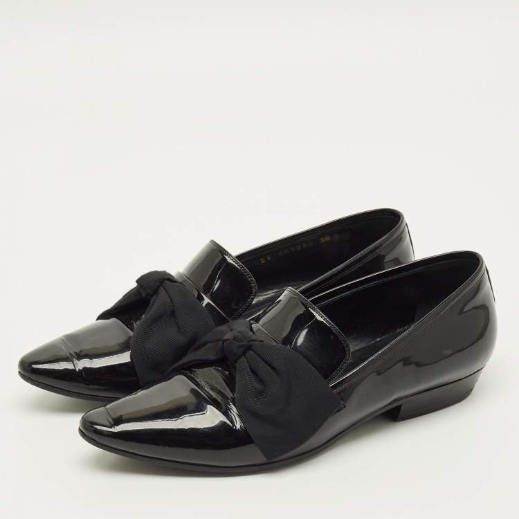 مملوكة مسبقًا Saint Laurent Deven Size 38 Black Patent Leather Loafers