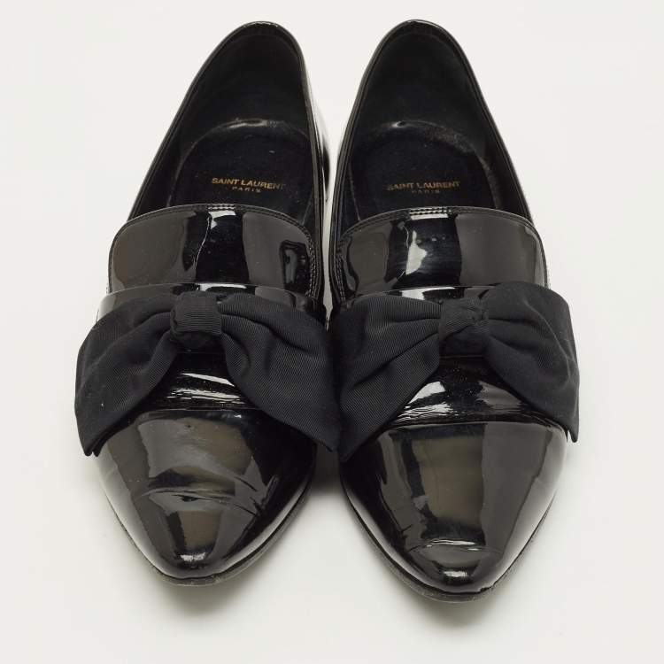 مملوكة مسبقًا Saint Laurent Deven Size 38 Black Patent Leather Loafers