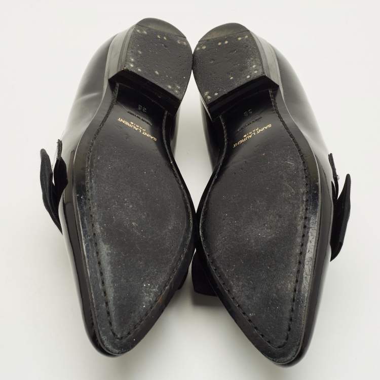 مملوكة مسبقًا Saint Laurent Deven Size 38 Black Patent Leather Loafers