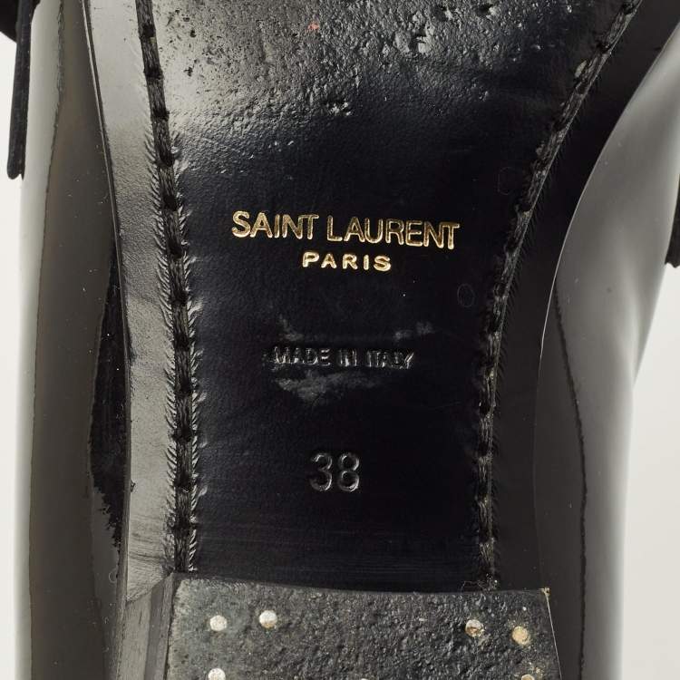 مملوكة مسبقًا Saint Laurent Deven Size 38 Black Patent Leather Loafers