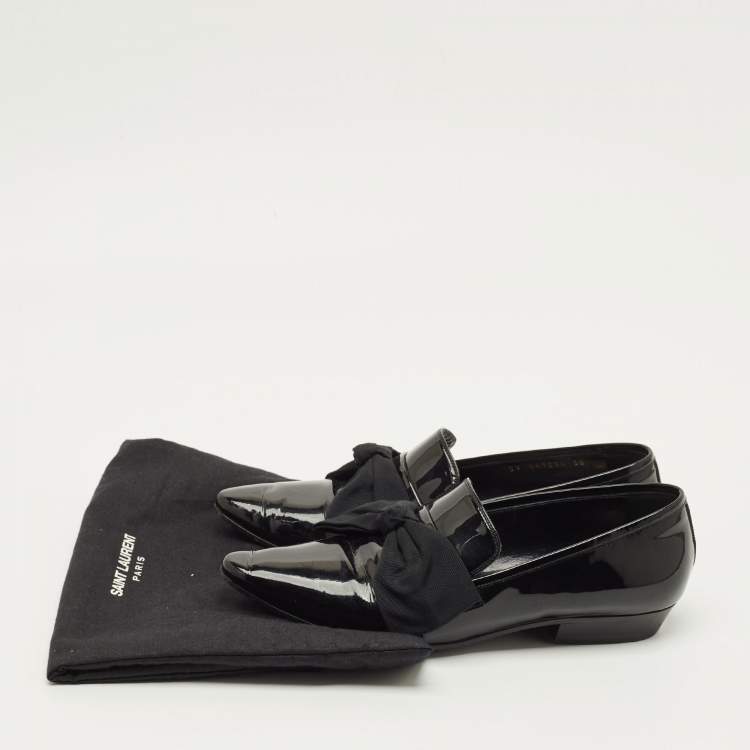 مملوكة مسبقًا Saint Laurent Deven Size 38 Black Patent Leather Loafers