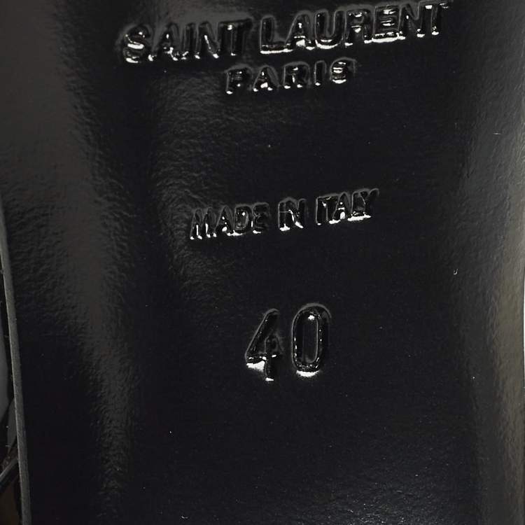 Pre Owned Saint Laurent Tribute Size 40 Black Patent Leather Platform Sandals