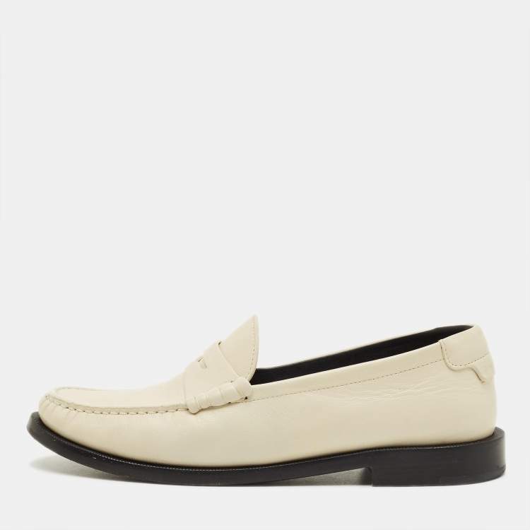 مملوكة مسبقًا Saint Laurent Le Size 38 Cream Leather Penny Loafers