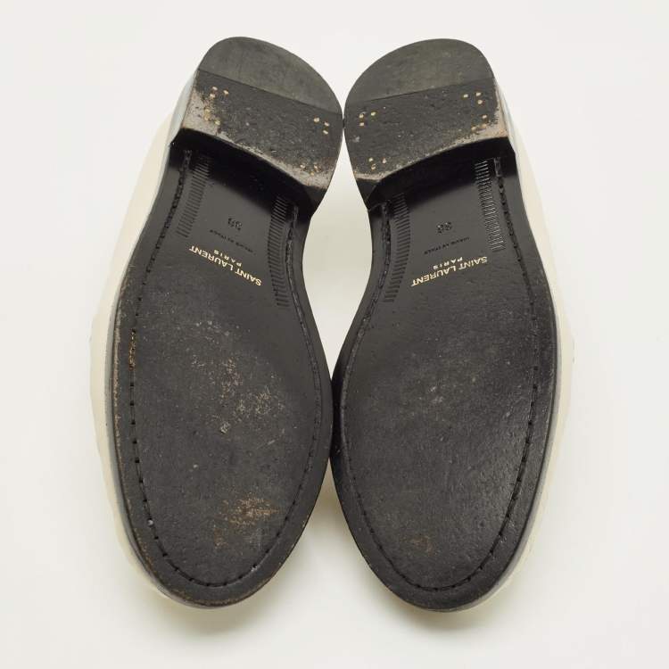 مملوكة مسبقًا Saint Laurent Le Size 38 Cream Leather Penny Loafers