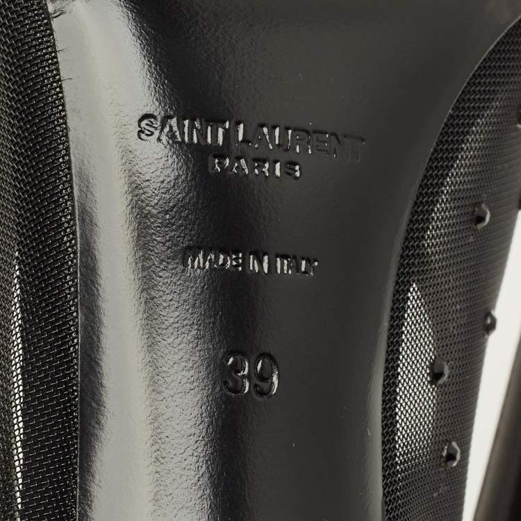 Pre Owned Saint Laurent Anja Size 39 Black Mesh and Leather Pumps