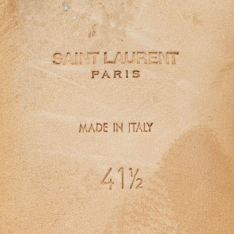 Pre Owned Saint Laurent Tribute Size 41.5 Burgundy Patent Leather Flat Slides