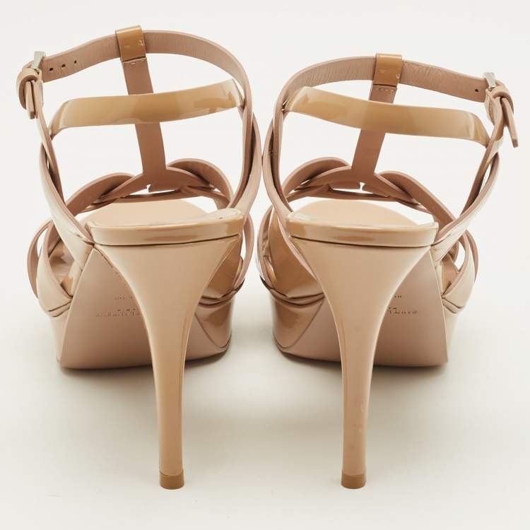 مملوكة مسبقًا Saint Laurent Tribute Size 42 Beige Patent Leather Sandals