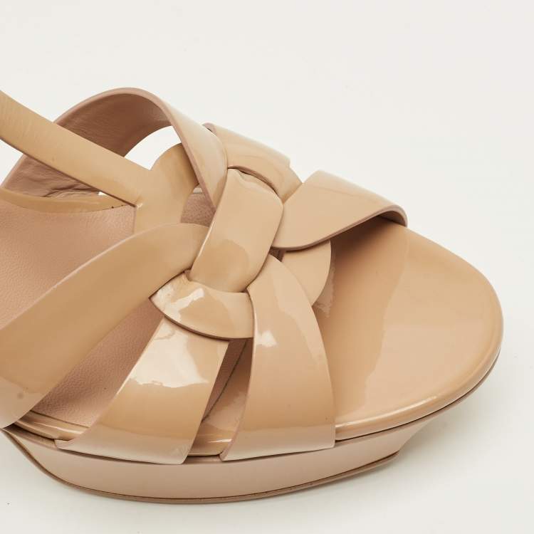 مملوكة مسبقًا Saint Laurent Tribute Size 42 Beige Patent Leather Sandals