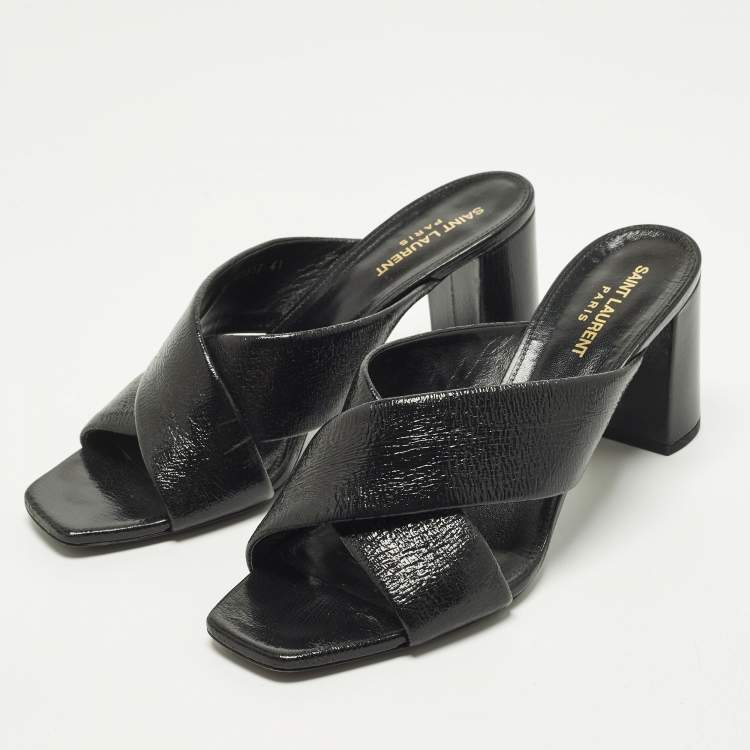 Pre Owned Saint Laurent Loulou Size 41 Black Leather Sandals
