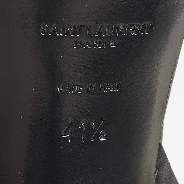 Pre Owned Saint Laurent Tribute Size 41.5 Black Croc Embossed Leather Platform Sandals