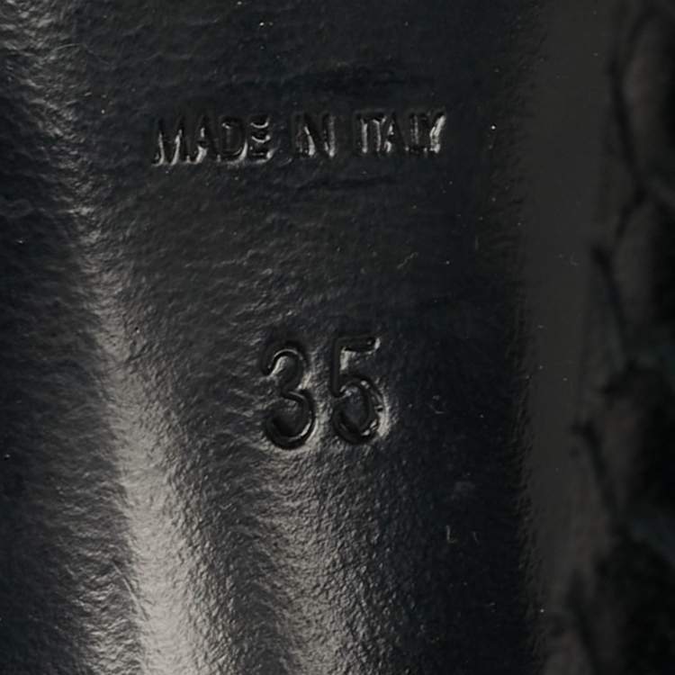 Pre Owned Saint Laurent Size 35 Black Python Embossed Leather Platform Sandals
