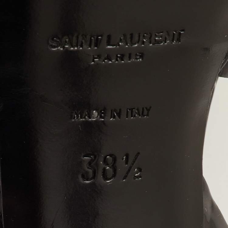 Pre Owned Saint Laurent Tribute Size 38.5 Black Patent Leather Platform Sandals