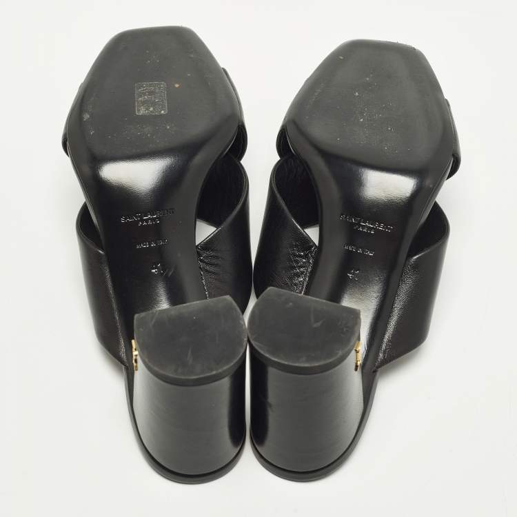مملوكة مسبقًا Saint Laurent Loulou Size 41 Black Leather Slide Sandals