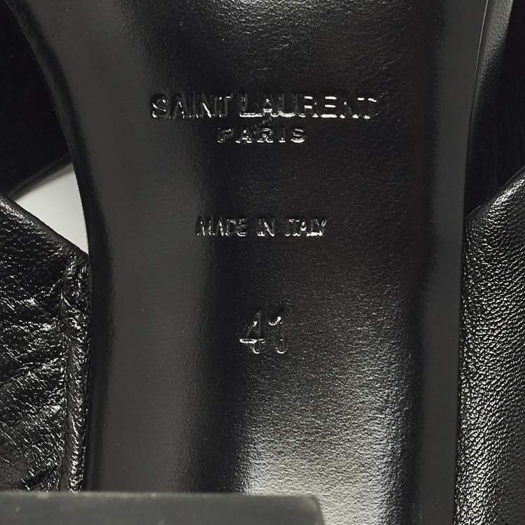 مملوكة مسبقًا Saint Laurent Loulou Size 41 Black Leather Slide Sandals