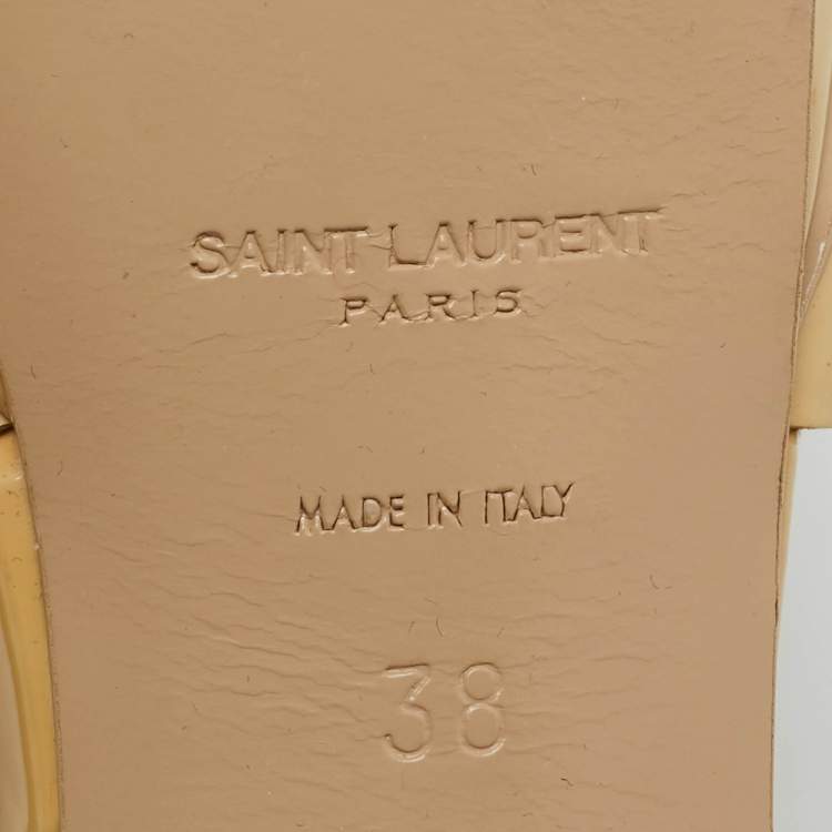 مملوكة مسبقًا Saint Laurent Tribute Size 38 Beige Patent Leather Platform Sandals