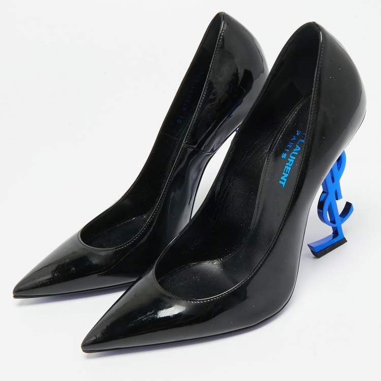 Pre Owned Saint Laurent Paris Opyum Size 37.5 Black Patent Leather Pumps