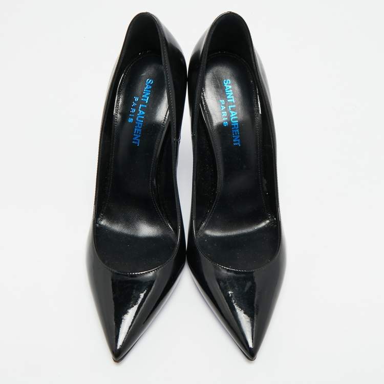 Pre Owned Saint Laurent Paris Opyum Size 37.5 Black Patent Leather Pumps