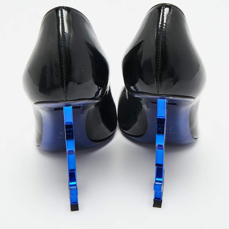 Pre Owned Saint Laurent Paris Opyum Size 37.5 Black Patent Leather Pumps