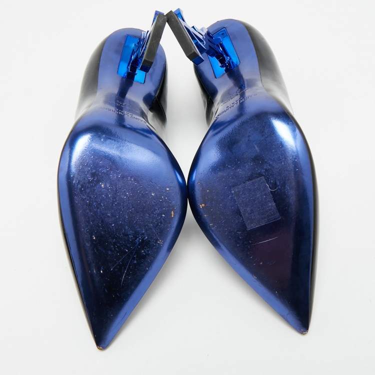 Pre Owned Saint Laurent Paris Opyum Size 37.5 Black Patent Leather Pumps