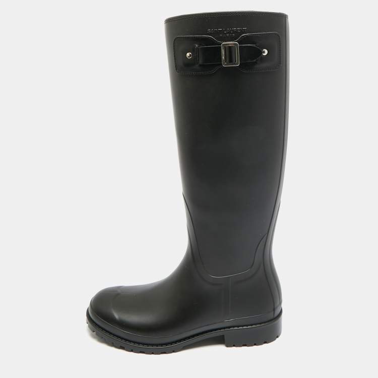 Pre Owned Saint Laurent Wellington Size 37 Black Rubber Rain Boots