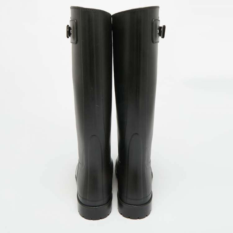 Pre Owned Saint Laurent Wellington Size 37 Black Rubber Rain Boots