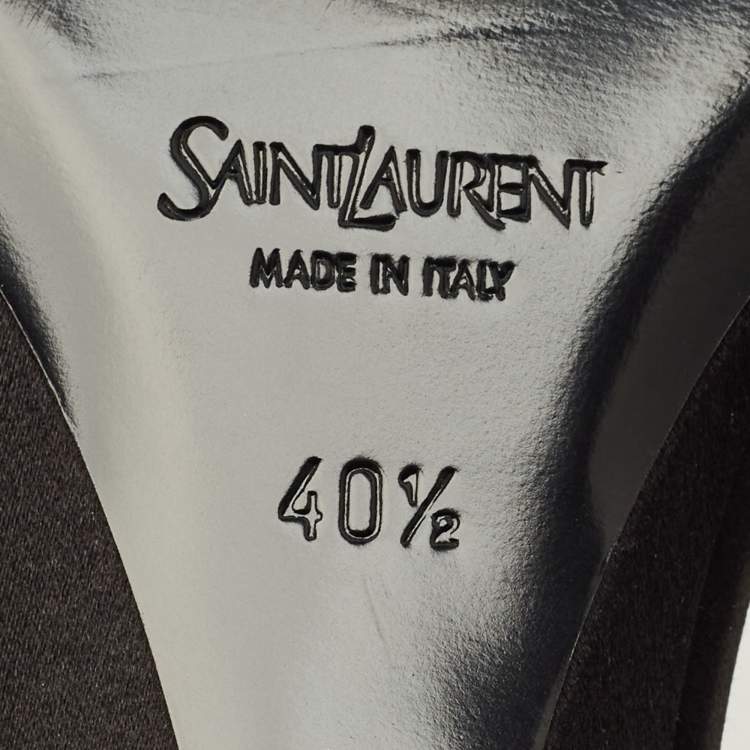 Pre Owned Saint Laurent  Dakota 50 Size 40.5 Black Satin Slingback Pumps