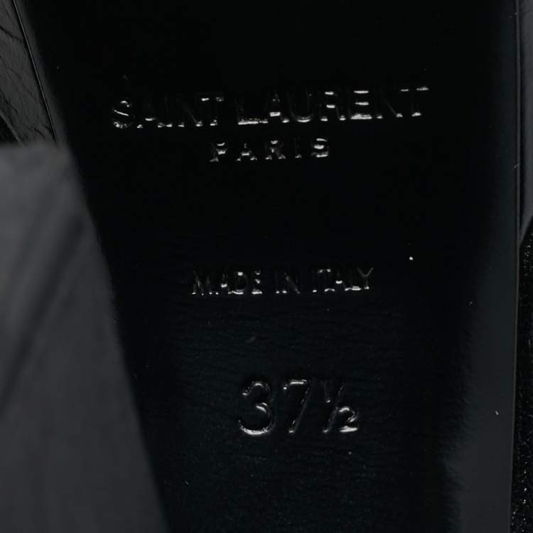 Pre Owned حذاء بوت كاحل سان لوران باريس سحاب نعل سميك أسود مقاس 38